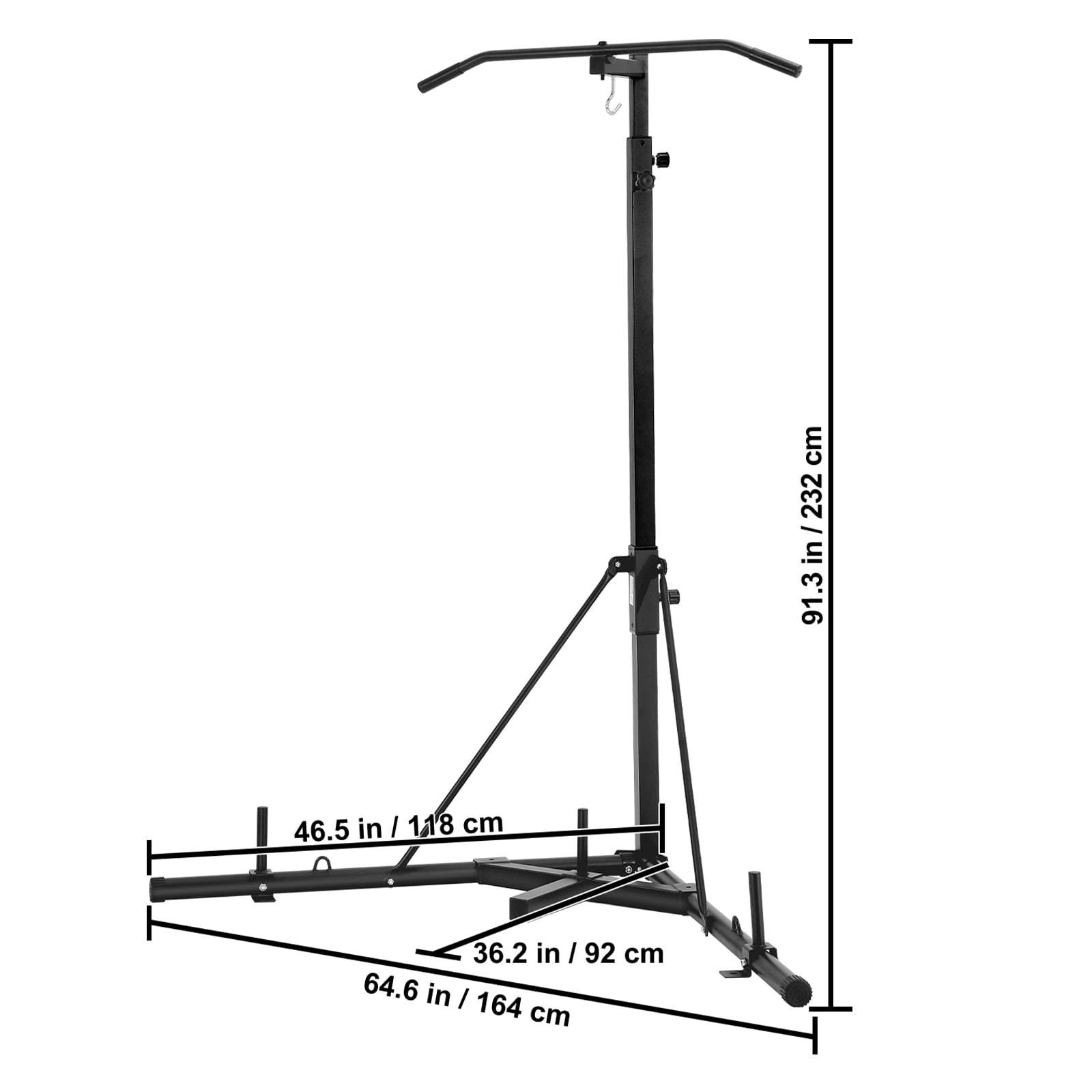 VEVOR 2 in 1 Punching Bag Stand, Steel Heavy Duty Workout Equipment, Adjustable Height Boxing Punching Bag Stand with Pull Up Bar,Freestanding Sandbag Rack,Holds Up to 140 lbs, for Home Gym Fitness