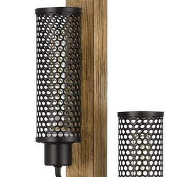 HomeRoots 526293 61 in. Brown Three Light Traditional Shaped Floor Lamp with Black Novelty Shade