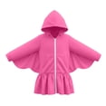 thumbnail image 5 of qolati Girls Swim Cover Up Robe One-Piece Swimsuit Long Sleeve Sun Protection Hooded Jacket Cute Butterfly Full Front Zipper Terry Cloth Absorbent Beach 2-11 Years Hot Pink, 5 of 9
