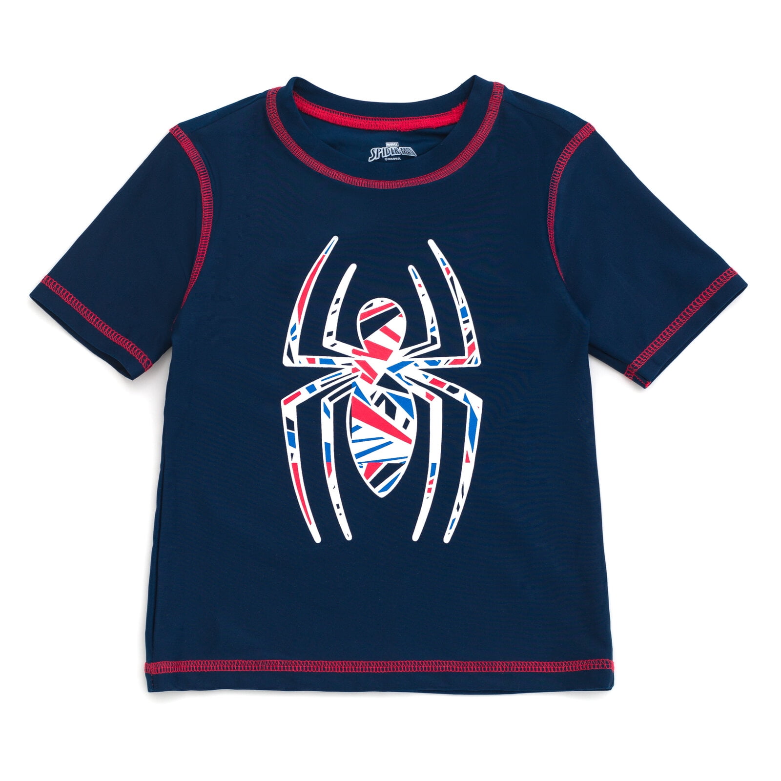 Marvel Spider-Man Little Boys' Swimwear 2-Piece Rashguard and Swim Trunks Set Spider Man Navy Shard