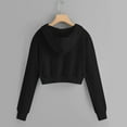 thumbnail image 3 of Yievot Cropped Hoodies for Women Casual Pullover Drawstring Hoodie Long Sleeve Hooded Sweatshirt Cute Crop Jacket Top with Pockets, 3 of 5