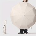thumbnail image 3 of Automatic Folding Umbrella with Hook Handle Rainproof, Portable Sunshade for Travel White, 3 of 5