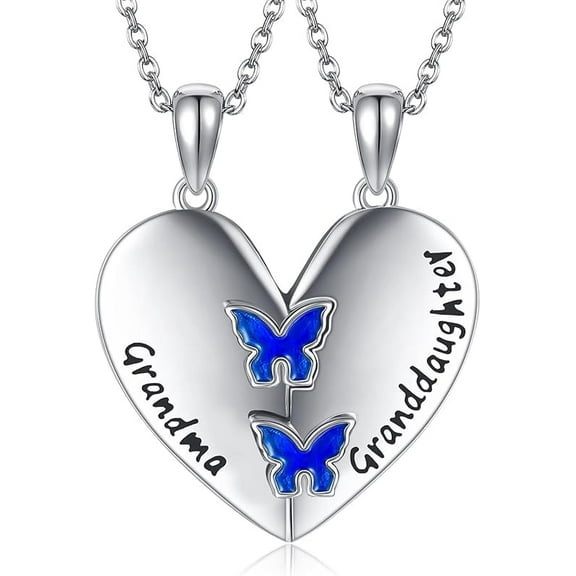 Sister/Grandma Granddaughter/Mother Daughter Necklaces for 2 Sterling Silver Two Heart Necklace Jewelry Gifts for Women Birthday