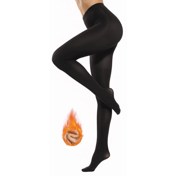 SOMER Fleece Lined Tights Women Thermal Thick Pantyhose Warm Fake Translucent Leggings for Women in Winter, Black
