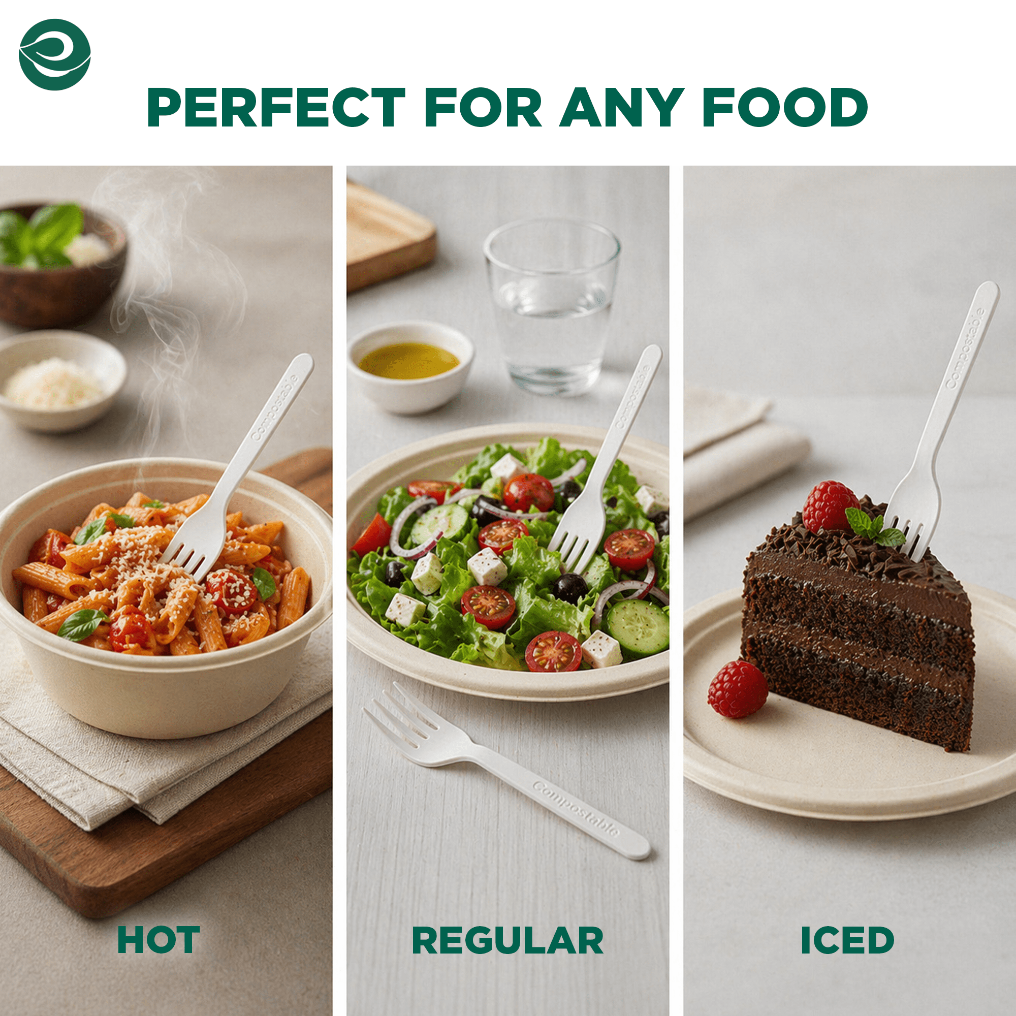 EcoSoul Compostable Forks, 24 Count, Plant-Based Disposable Forks for Parties, Picnics, Catering and Everyday Dining