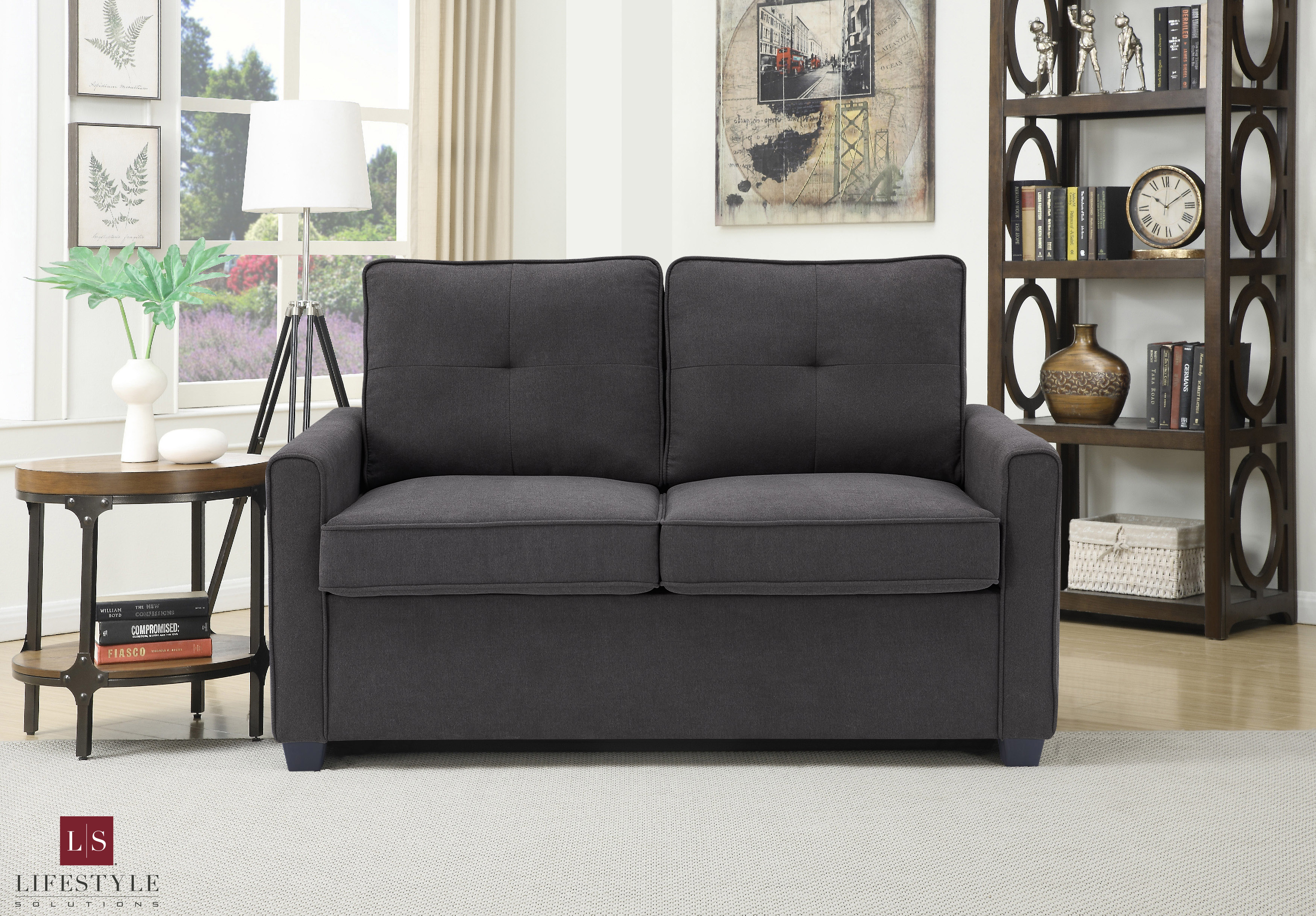 Lifestyle Solutions Venice Loveseat With Pullout Bed, Grey ...