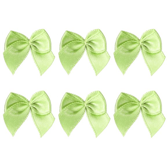 60pcs Ribbon Bows Bowknot Flower Handmade Bright Color Hair Bows Accessories for Girls Light Green