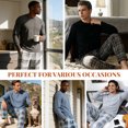 thumbnail image 3 of Vulcanodon Mens Pajama Sets, Soft Lounge Pajama for Men Long Sleeve Cozy Sleepwear with Pockets（DARK NAVY MEL./DARK BLUE PLAID, 2XL）, 3 of 6