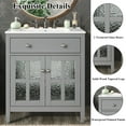 thumbnail image 4 of 30 Inch Bathroom Vanity with Ceramic Sink Gray Modern Console Cabinet with Solid Wood Legs Adjustable Shelf and Soft Close Hinges for Small Bathrooms, 4 of 9