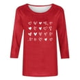 thumbnail image 4 of Ailaofu T-Shirts de la Saint-Valentin à Manches 3/4 Col Rond pour Femmes avec Imprimé Cœur Graphique, 4 of 5