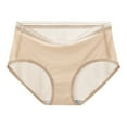 thumbnail image 3 of Women Underwear Seamless Ice Silk Breathable Large Size Pure Crotch Triangle Panties, M, Beige, 3 of 3