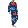 thumbnail image 3 of Kll Colorful Excavator Sleepwear Mens Flannel Pajamas,Long Cotton Pj Set, 3 of 9