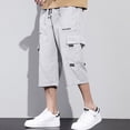 thumbnail image 2 of Zylarhe Men's Shorts, Men's Over The Knee Shorts Elasticated Pocket Slacks 8 Mens Shorts GY1 XXXXL, 2 of 5