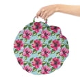 thumbnail image 2 of Watercolor Round Floor Cushion with Handle, Close up Painting of Hibiscus and Leaves, Decorative Pillow for Living Room & Dorms, 18" Round, Hot Pink Eggplant, by Ambesonne, 2 of 4