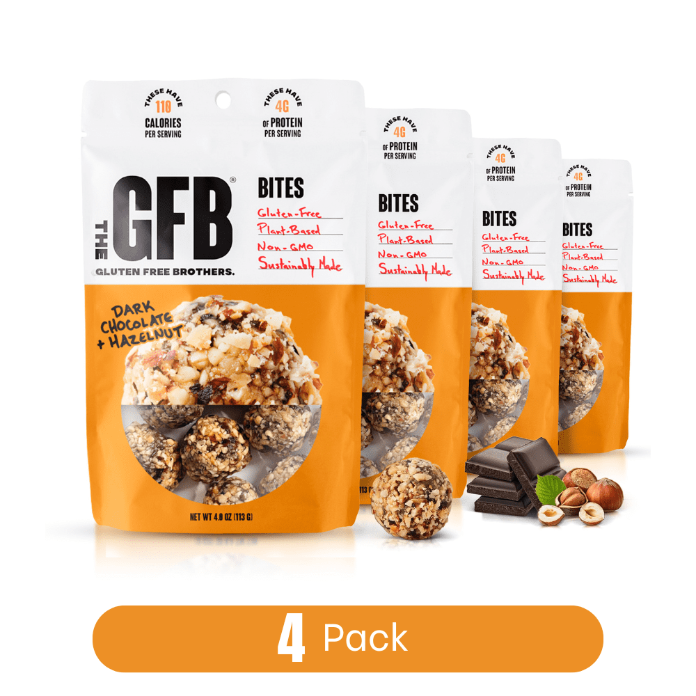 The GFB, The Gluten Free Brothers Dark Chocolate Hazelnut Vegan, Non-GMO Protein Bites, 4 Count, 4 oz