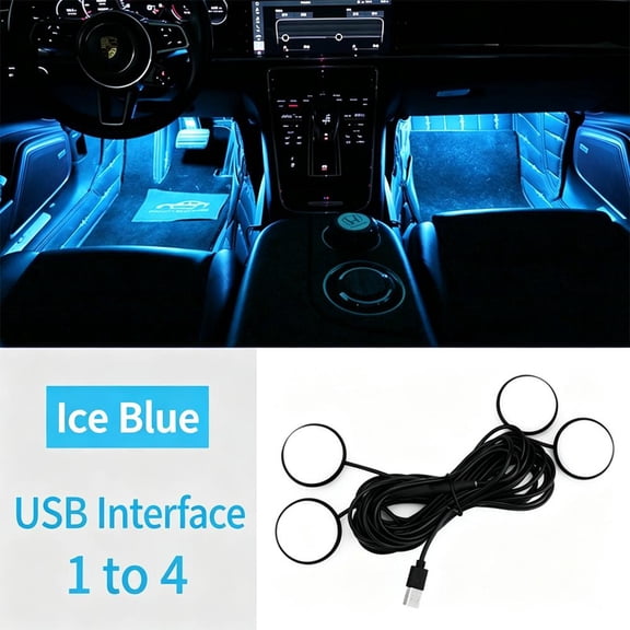 Car LED Interior Ambient Light, USB 4-in-1 Footwell Atmosphere Lamp for SUV Truck