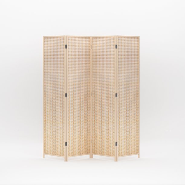 Jaxpety 6 Ft 4Panel Bamboo Room Divider, Freestanding Room Partition