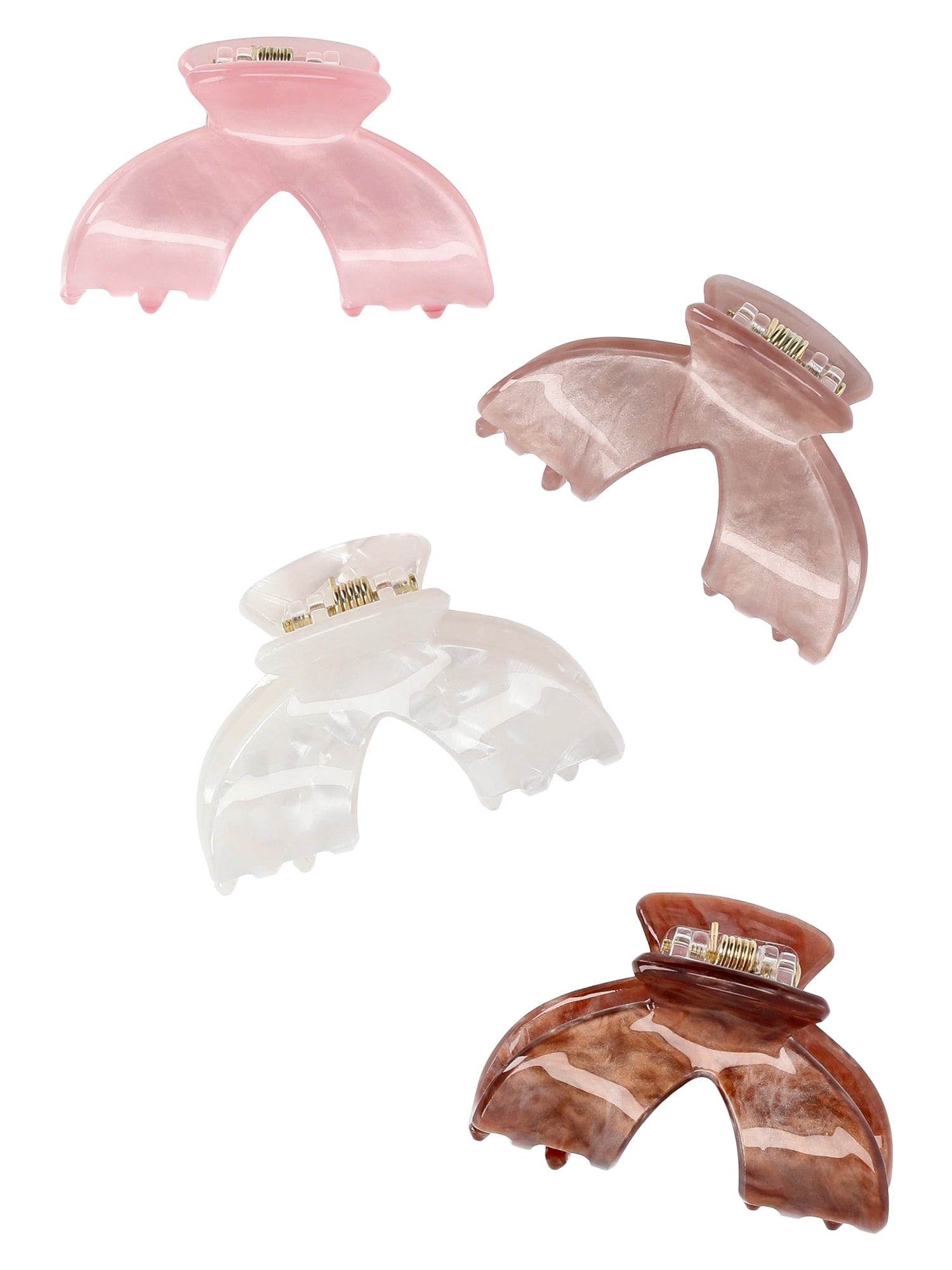 Time and Tru Women's Mini Claw Hair Clips Set, 4-Pack, Pink