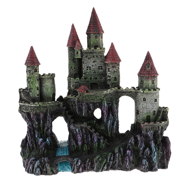Adornos Para Acuarios Decoraciones De Peceras Castillo Cueva Resina - 1 23.5x10x25cm Baoblaze Castillo de resina