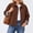 Brown, variant on Women's Short Trench Jacket 2026 Cropped Single Breasted Coat with Classic Collar Pockets Long Sleeves Lightweight Casual Outerwear