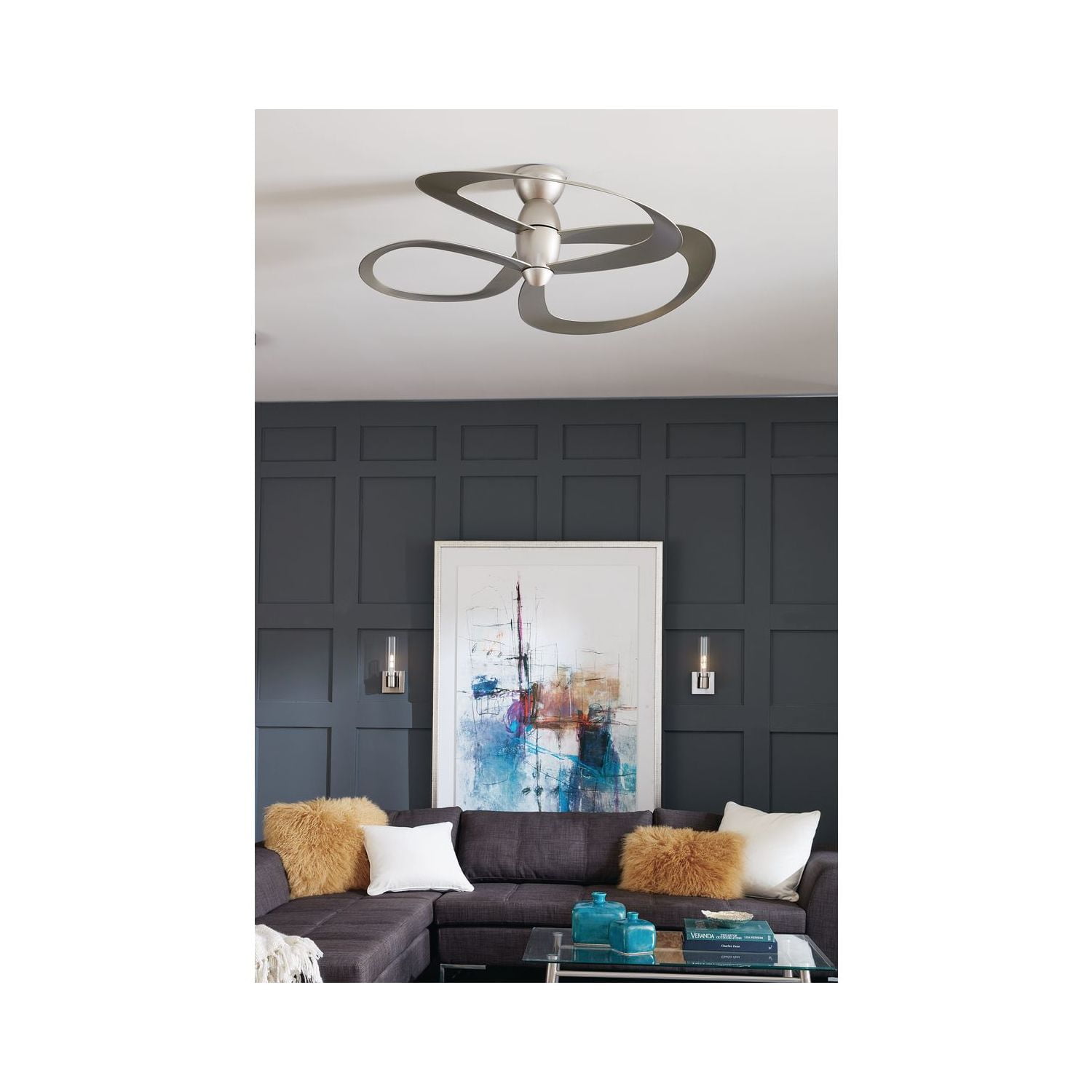 Willacy Collection 3-Blade Painted Nickel 48-Inch DC Motor Contemporary Ceiling Fan