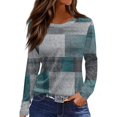 thumbnail image 3 of Sweaters for Women Long Sleeve Tops Round Neck Loose Casual Blouses Sky Blue 2XL, 3 of 6