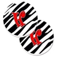 thumbnail image 1 of Carolines Treasures CJ1024-HCARC Monogramme Initiale H Zèbre Rouge Ensemble de 2 Porte-Gobelet Voiture Coaster, 1 of 1