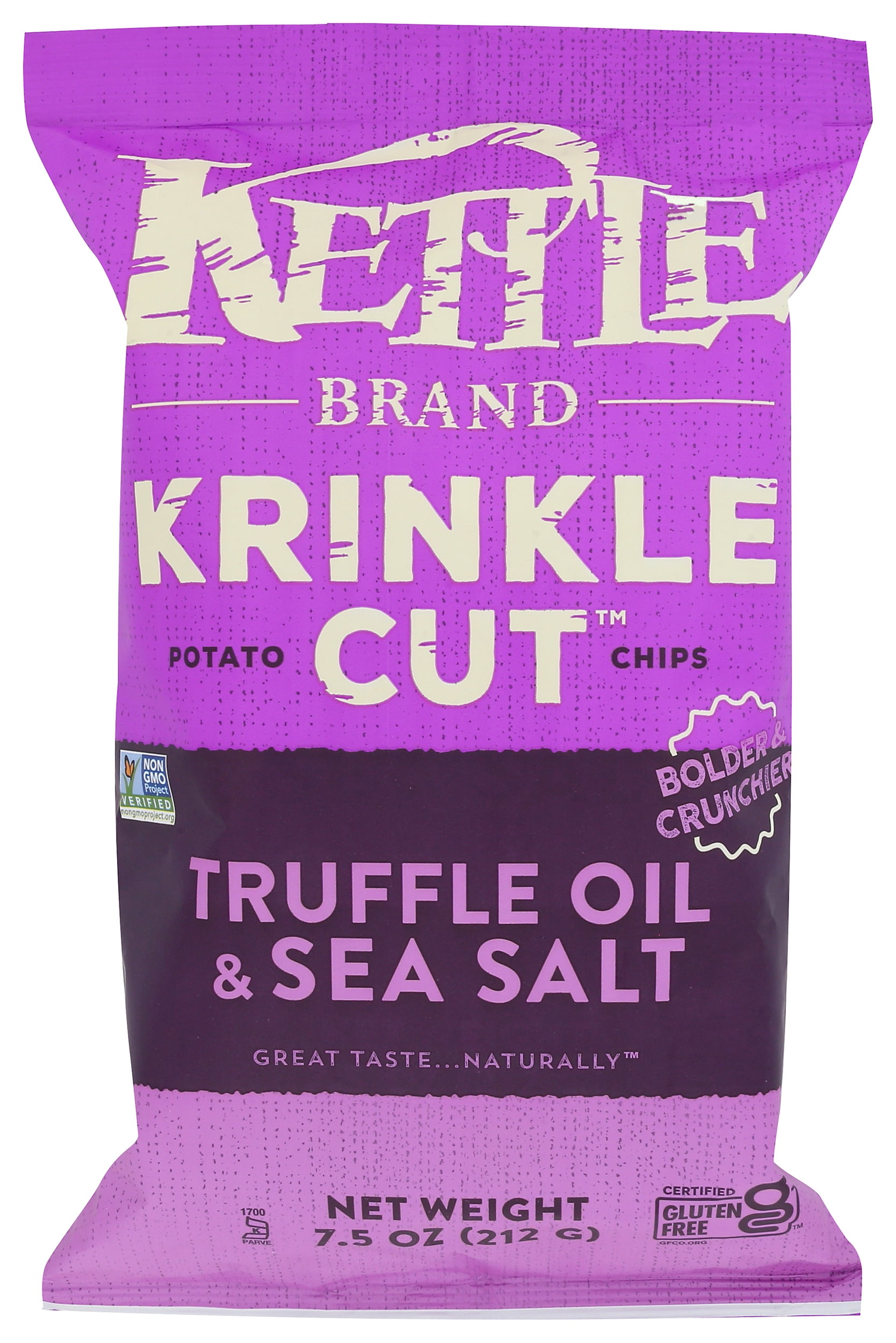 Kettle Brand, Kettle Cooked Potato Chips, Truffle Oil and Sea Salt, 7.5 Ounce, Pack Of 12