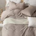 thumbnail image 4 of ZOVAN Linen Feel Duvet Cover Set 100% Washed Cotton Super Soft Breathable Durable ( Khaki, King), 4 of 7