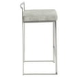 thumbnail image 3 of Fuji Contemporary Stackable Counter Stool In Stainless Steel With Light Grey Cowboy Fabric Cushion - Set Of 2, 3 of 7