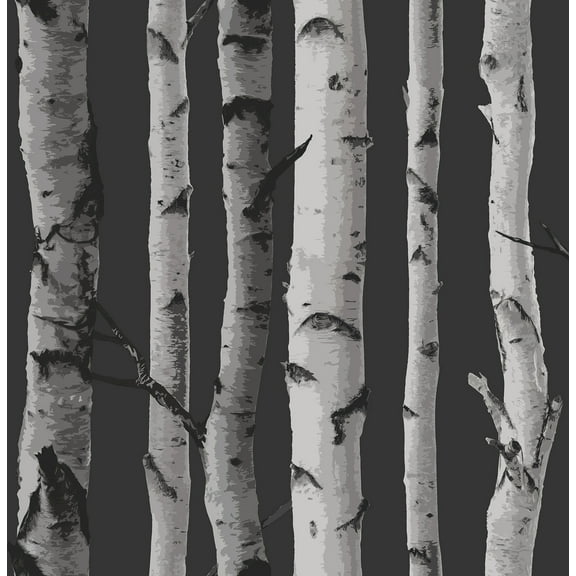 Fine Decor Distinctive Black Birch Tree Unpasted Paper Wallpaper, 20.5-in by 33-ft, 56.4 sq. ft.