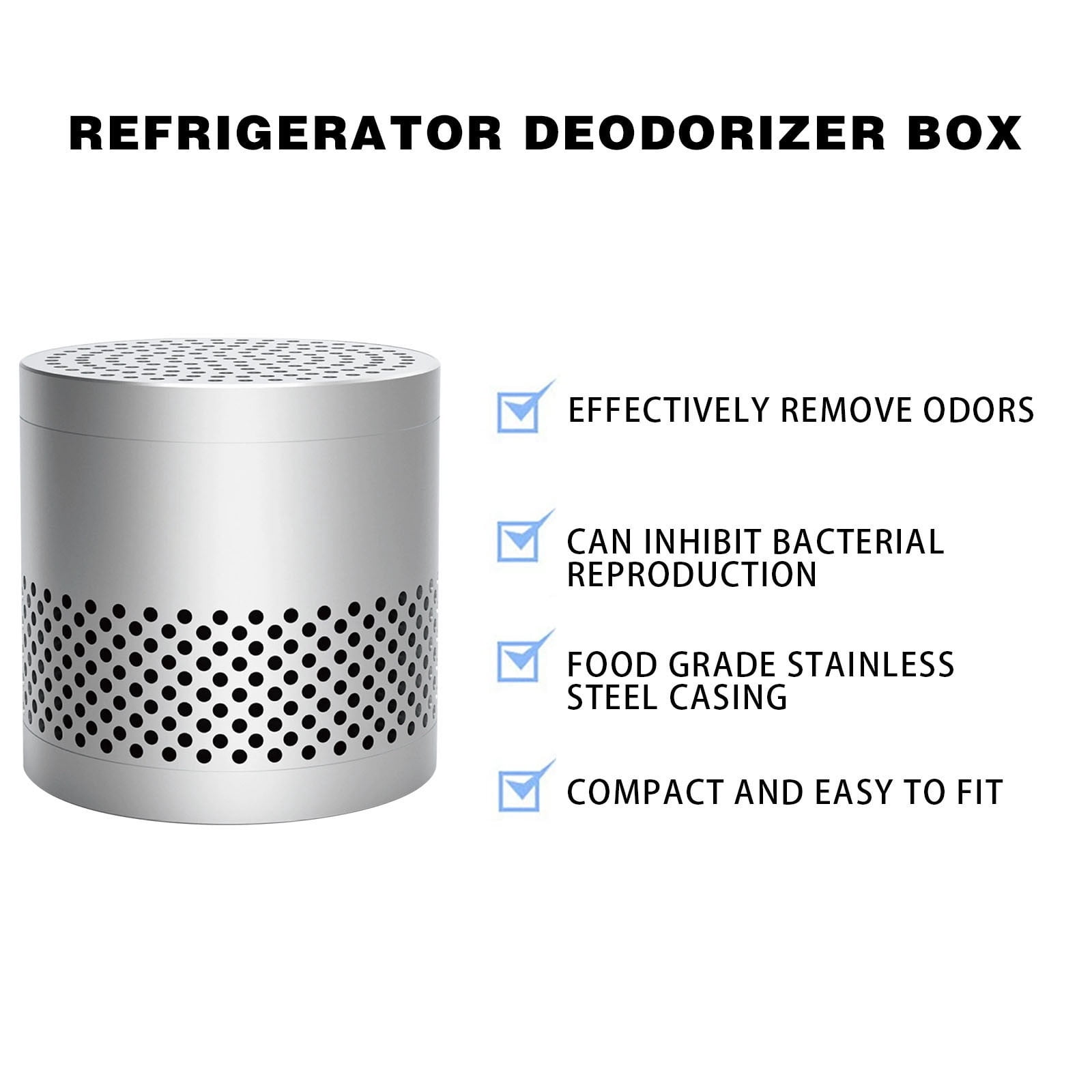 Refrigerator Deodorizer Odor Eliminator, Stainless Steel Fridge Smell Eliminator, Air Purifier, Fridge Deodorizer, Odor Absorbers– Lasts 10 Years, Long (Stainless Steel)