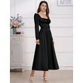 thumbnail image 3 of IDOPIP Women's Fall Floral Corset Dress Long Sleeve Satin Maxi Dress Elegant Wedding Guest Dresses, 3 of 8