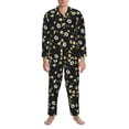 thumbnail image 3 of Cauagu Daisy Print Men's Long-Sleeve Pajama Set,Soft Button-Front 2Pjs for Men Long Sleeve Men’s Sleepwear-Medium, 3 of 7