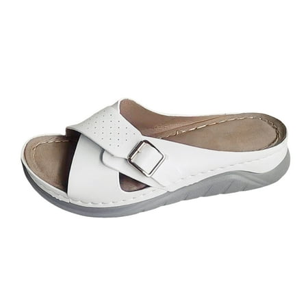 

Cathalem Ladies Comfortable Footwear Sandals for Women Slides Sandals Flatform Beach Sandals(White 37)