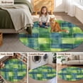 thumbnail image 6 of Blue Green Plaids Round Area&nbsp;Rug 6ft Geometric Watercolor Grids Non-Slip&nbsp;Washable Circle Rugs Soft Felt Indoor Floor Mat for Bedroom Kitchen Living Room Bathroom, 6 of 9