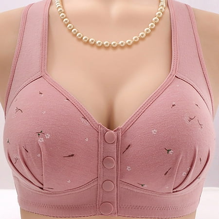 IDALL Front Closure Bras for Women Bras for Women No Underwire Plus Size Lingerie for Push Up Wireless Solid Color Adjustable Comfort Support Anti Drop Bra Bralette Bras Pink L