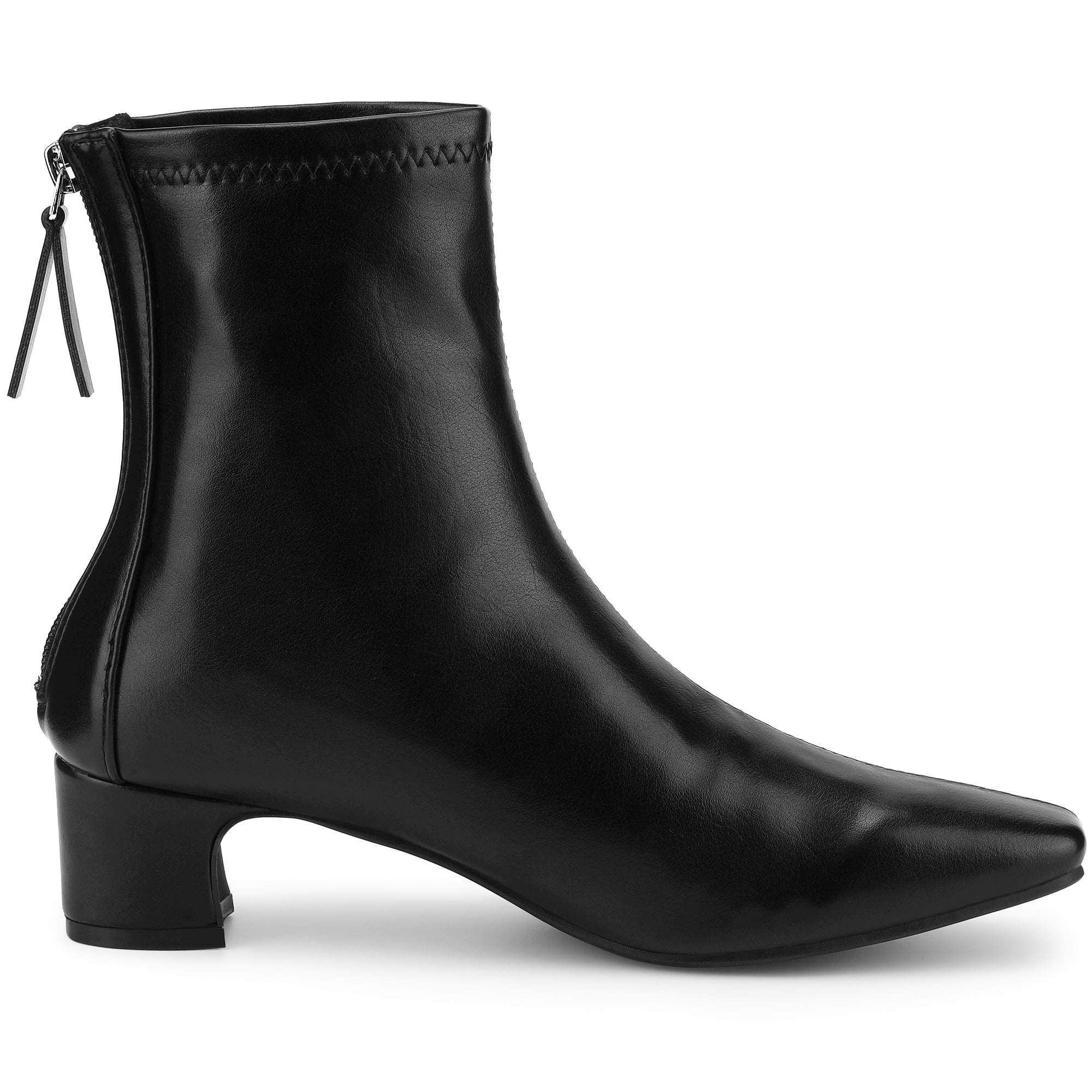 DARING DIVA Square Toe Block Heels Ankle Boots Black 7.5