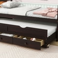 thumbnail image 4 of Twin Size Bed Frame with 3 Storage Drawers and Trundle, Pine Wood Bed with Headboard and Footboard, Twin Size Solid Wood Capitan Single Bedframe for Bedroom, No Box Spring Needed, Espresso, 4 of 10