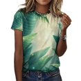 thumbnail image 3 of Palm Print T Shirts Basic T-Shirt Short Sleeve Ladies Tee Shirt Summer Graphic Clothing, 3 of 5