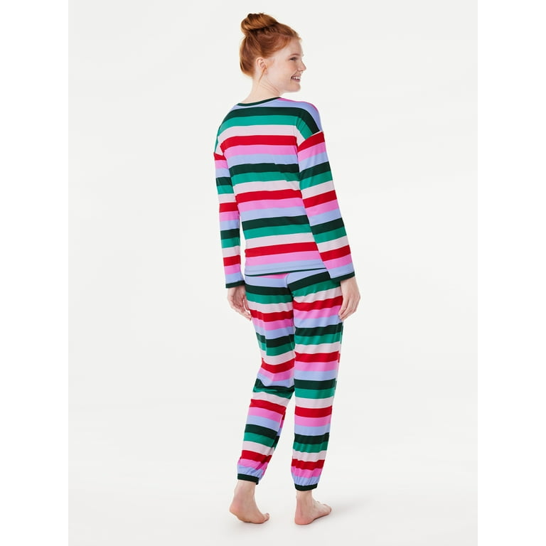 Joyshaper Womens Cotton Pajama Set Long Sleeve Tops Jogger Pants with  Pockets Loungewear Sets(Gray Stars-M) 