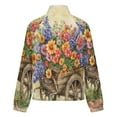 thumbnail image 6 of Jackets for Women Winter Coat Jackets Flannel Stand Collar Jacket(Wheelbarrow with Flowers,Size:S-4XL), 6 of 7