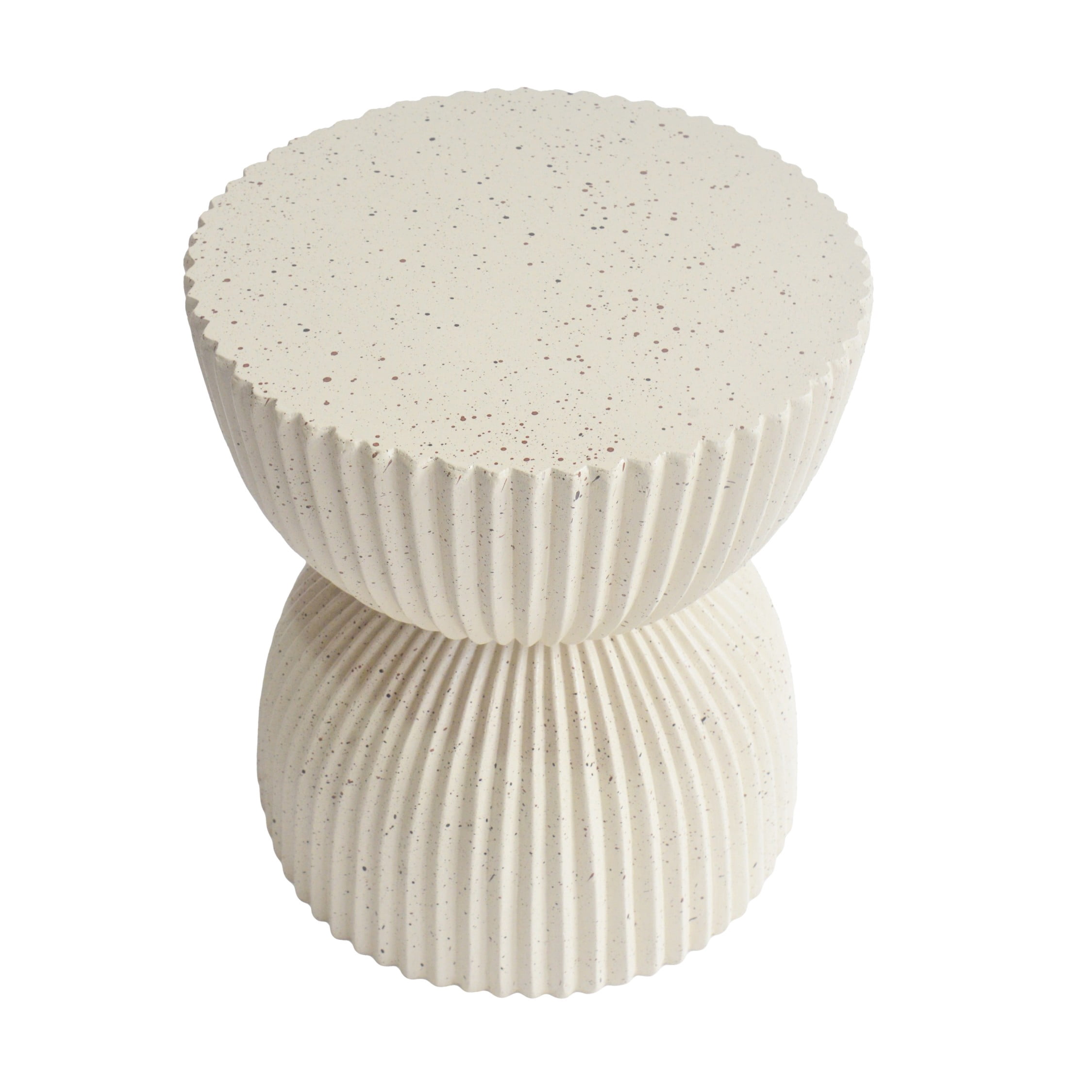 Christopher Knight Home 15.35" Modern Ribbed Hourglass MGO Side Table, Outdoor Indoor Use, Beige