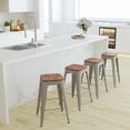 thumbnail image 5 of Merrick Lane 24 Inch Tall Stackable Silver Metal Bar Counter Stool With Textured Elm Wood Seat In Set Of 4, 5 of 16