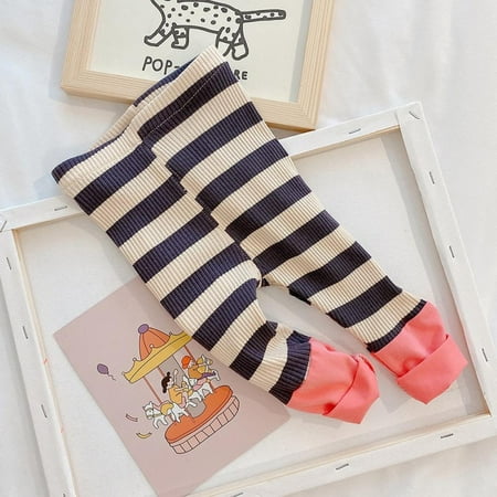 

Girls Ankle Length Knit Stripe Footless Tights