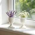thumbnail image 2 of 2 Pcs Plastic Urn Flower Pots, White Textured Planters for Indoor Outdoor Table Front Door Porch Balcony Wedding Decoration, 2 of 7
