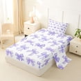 thumbnail image 2 of Manfei Purple Gingham Bow Print Twin Sheet Sets for Girls, Cute Ribbon Bows Bedding, 3pcs, 2 of 5