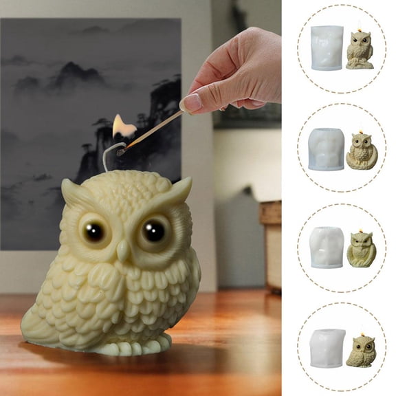 Clerance! PawCasa Owl Candle Silicone Mold Animal Owl Resin Silicone Mold Owl Concrete Mould