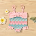 thumbnail image 2 of TUOBARR Infant Baby Girls Mermaid Squama Print Suspender Swimwear Swimsuit Beach Suit Pink (0-18Months), 2 of 9