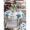thumbnail image 5 of Outdoor Tablecloths with Umbrella Hole & Zipper, Bohemia Round Tablecloth 54 Inch, Vintage Moroccan Geometric Pattern Blue Green Gray Waterproof Table Cloth, Patio/Pool/Picnic Table Covers, 5 of 8